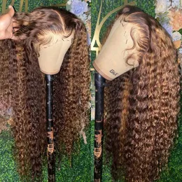 Human Hair Bulks Luvin 28 30 32 Inch Honey Blonde Ombre Colored 13x4 Lace Front Wigs Highlight Curly Frontal Wig For Black Women