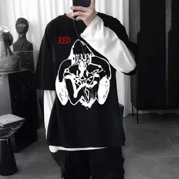 Мужские футболки шведский рэппер Bladee 333 Tshirt Man Cotton Rock Punk Streetwear Grand Gang Красная световая персонаж.