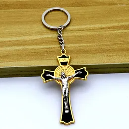 Keychains Jesus Cross Keychain Christianity Religious Fashion Retro Jewelry Accessories Gift Men Women Bags Car Keyring