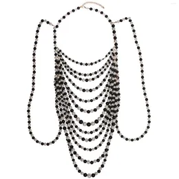 Цепи женский модный свитер подарок регулируемый размер свадебные украшения платье многослойное юбилейная жемчужная цепочка на плечо ожерелье