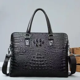 Briefcases Cow Leather Laptop Bags Alligator Genuine Mens Briefcase Brand Pattern Travel Messenger Computer Bag 230216