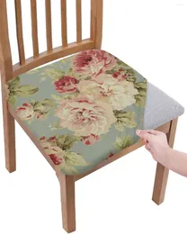 Stol täcker pionblomma vintage bondgård säte kudde stretch matsäcke slipcovers för hem el bankett vardagsrum