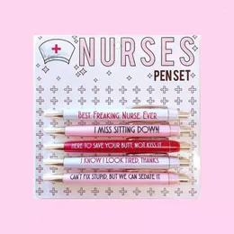 5Pcs Students For Nurses Doctors Nursing Pens Gift Fun Black Ink Ballpoint Pen Funny Set