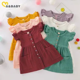 Vestidos de meninas Ma baby 16y Summer Toddler Kid Girl Ruffles Sleeves Party Faculdade Botão D35 230217