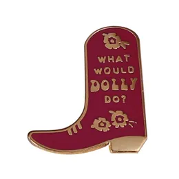 Tecknad filmtillbehör Dolly Parton Cowboy Boot Emalj Pin I Will Allways Love You Jolene Coat Of Many Colors Western Cowgirl Country Mu Dhhon