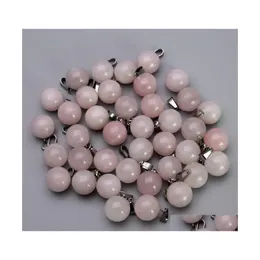 Charms de pedra natural Pilar hexagonal Heart Cross Ball Ball Waterdrop Shape Rose Quartz Pingents for Jewelry Making Diy Colar Brincos Dhbrk