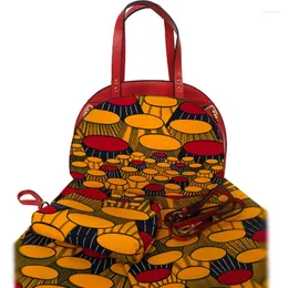 Evening Bags Top Selling Wax Fabric Made Handbag And 6Yards Fabirc Set African Print With Bag To Match For Party