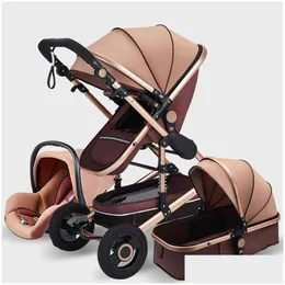 Passeggini di marca # Passeggino 3 in 1 Carrozzina portatile originale Pieghevole Carrozzina Telaio in alluminio Consegna a goccia Passeggini maternità per bambini Dhr1l Vendi come torte calde Designer