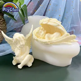 양초 3D 천사 실리콘 캔들 곰팡이 수면 스타일 DIY 제작 장식품 비누 아로마 테라피 석고 에폭시 수지 곰팡이 제빵 도구 230217