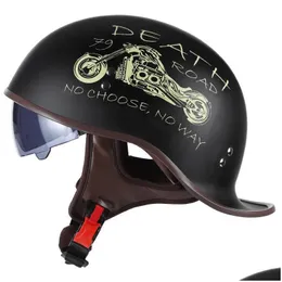 Мотоциклетные шлемы шлем с половиной лица винтажный ретро -немецкий скутер защищенной защита от Casco Moto Motor -Crash Drop Droder Mob Dhb1w