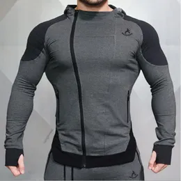 Męskie bluzy z kapturem z kapturem z kapturem Bluza na siłowni fitness trening Slim Zip Sports M-Be-17