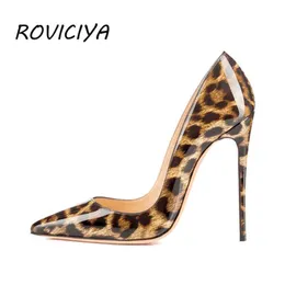 Sapatos de vestido impressão de leopardo Sexy mulheres bombas sapatos mulheres saltos altos sapatos de casamento de ponta 12 cm Chaussure femme qp023 roviciya l230216