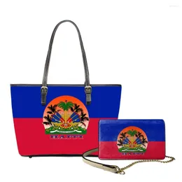 Abendtaschen NOISYDESIGNS 2023 Frauen Haiti Flagge Design Schulter für Frauen Composite Pu Leder Handtasche Marke Tasche Geldbörse