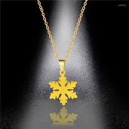 Подвесные ожерелья ожерелья из нержавеющей стали снежинки для женщин Золотая цветовая цепь Колича