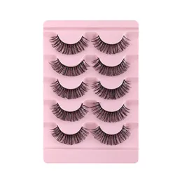 Eyelashes Russian Volume Strip Lashes Natural Wispy D Curly Faux Mink Eyelash Extensions 5 Pairs