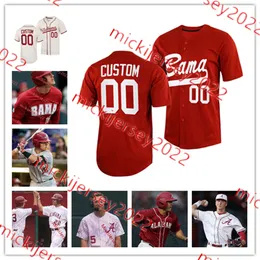 Niestandardowy zszyty Alabama Crimson Tide Baseball Jersey Mieszkańca Zane Denton Jim Jarvis Drew Williamson Dominic Tamez Andrew Pinckney Tommy Seidl Alabama Jerseys