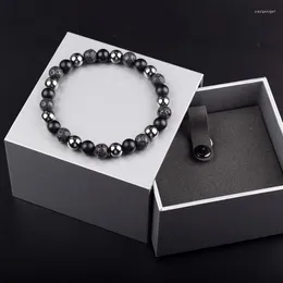 Braccialetti con ciondoli Kpop Moda Bracciale uomo in pietra naturale Lava nera Ematite Perline di ossidiana Gioielli per le donne Amante del regalo fatto a mano elastico