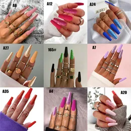 False Nails 24pcs/Box Matte Glitter Design Ballerina Fake Press on Frenchfoin Full Cover Nail Tips with Jelly Glue