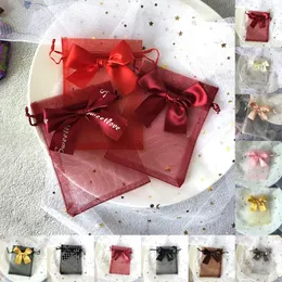 Geschenkpapier 10 Stück Organza-Kordelzugbeutel Aufbewahrung mit Schleife Kreative Schmuckverpackung Süßigkeitenverpackung PartybeutelGeschenk