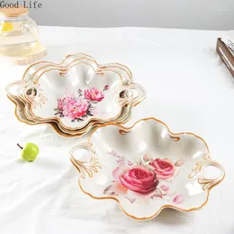 Plates Melamine Hollow Double Ear Home Fruit Plate Living Room European Creative KTV Commercial Snack Dried Melon Seed