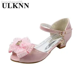 샌들 ulknn girls sandals 2021 New Princess fashionsummer 소프트 하이힐 신발 신발 흰 리본 샌들 w0217