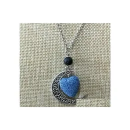 Подвесные ожерелья мода Сердце любовь лава каменная луна ожерелье вулканическую скалу эфирное масло для женщин