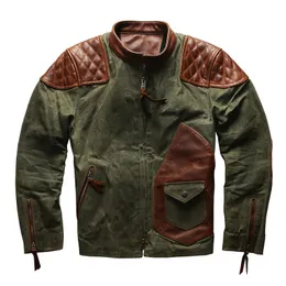 Herrläderfaux 1937 Rock kan rulla Läs Beskrivning Asian Size Army äkta ko Canvas Coat Wax Water Proof Jacket 230217