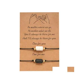 Braccialetti con ciondoli Cilindrico Bianco Nero Pietra lavica Tessuto di perline Per braccialetto Aromaterapia Diffusore di olio essenziale Per gioielli da donna Uomo Dhckf