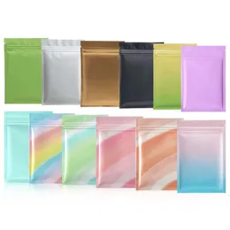 Bolsas de embalagem de arco -íris brilhantes com papel alumínio de alumínio de alumínio com zíper de embalagem de embalagens de embalagem reclosabilizável lanche moído em pó de pó de xampu de Natal bolsas de presente