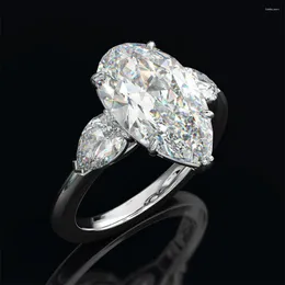 Bröllopsringar Fashion Water Drop Zircon Ring Women's Silver Color Engagement Glamour Jewelry Anillos Plata 925 Para Mujer