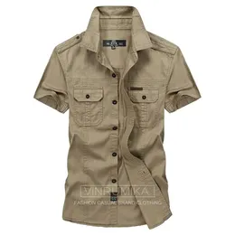 Plus Size M-5xl Summer Men's Casual Brand Kurzarm Shirt Mann 100 %reine Baumwolle AFS Jeep Khaki Shirts Armee Green Clothing 354s