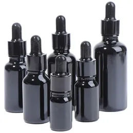 100pcs Black Glass Bottles With Dropper Dropper Bottle Empty Refillable for Essential Oils Travel Wholesale