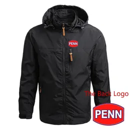 Mens Hoodies Sweatshirts Penn Fishing Reel Long Sleeves Waterproof Jackets Zip Hooded Outdoor Windbreaker Windproof Fashion Tops Clothing 230216