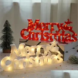 Juldekorationer dekoration 2022 år Xmas glad LED -bokstaven Light String Fairy Garland Home Noel Drop Delivery Garden Festi Dhupt