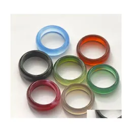 Band Rings Fashion Jade Ring Jewelry Gift Glass For Women Black White Red Green Blue Rose Carnelian Tail Rin Sexyhanz Drop Delivery Dhrw0