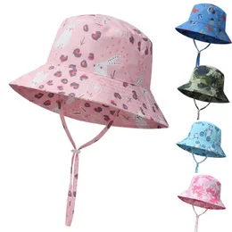 Breda randen hattar Sun Hat Kids Boy Girl Summer Beach med String Upf50 Bucket Animal Waterproof Swimming Outdoor Cap Accessory