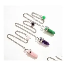 Charms Natural Stone Chakras Heksagonal pryzmat pendum wiszący biżuteria dla mężczyzn kobiety gif sport