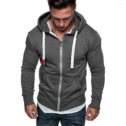 Moletons masculinos masculinos casuais colorido puro zíper de manga longa esporte moletom com capuz de capuz Plus size size pullouse com bolso para homens moda de outono