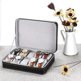 Special For Travel Sport Protect 10 Grids PU Leather Wristwatch Box Case Zipper Watch Jewelry Storage Bag Box248s