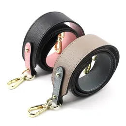 Bag Parts Accessories Genuine Cow Leather Double-sided Bag Strap Wide Shoulder Strap DIY Cross Body Adjustable Belt Replacement Obag Accessories 230217