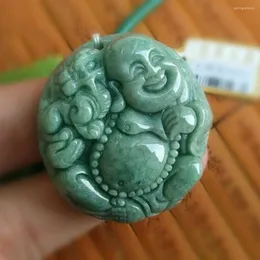 Collane con ciondolo Buddista Giadeite naturale Buddha Maitreya Fortunato Amuleto femminile Regalo di compleanno Gioielli per la salute Artigianato cinese alla moda