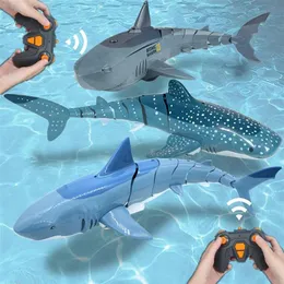 Rolig RC Shark Toy Remote Control Animals Robots Bath Tub Pool Electrics f￶r barn pojkar barn coola saker hajar ub￥t287c