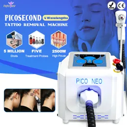 CE -godkänd picosekund mörka fläckar q Switched nd yag pigment spot tatuering borttagning ansiktsskönhetsmaskin 5 våglängd och sonder