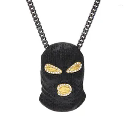Anhänger Halsketten Hip Hop Schwarz CSGO CS GO GoonSki Maske Anhänger Halskette Für Männer Rapper Club Schmuck Mit 24 zoll kubanischen Kette Drop