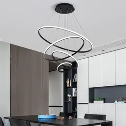 Lampy wiszące nowoczesne światła LED do jadalni Living Biała/czarna/kawa nordycka lampa Lampadario Moderno Luster Luster