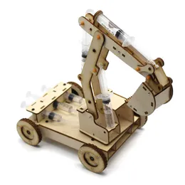 Barn Utbildningsexperimentteknologi Set DIY Hydraulic Excavator Model Puzzle Painted Kids Science Discovery STEM Toys