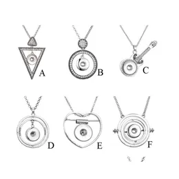 Colares pendentes Moda Crystal Snap Button Circle Heart Triangle Charms C Fit Buttons de gengibre de 18 mm J￳ias de colar de festa Dro dhyjr