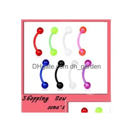 Gioielli per sopracciglia Piercing Stud Commerci all'ingrosso 100 Pz / lotto Mix 7 Colori Uv Body Lip Ring Drop Delivery Dhgarden Dhlxe