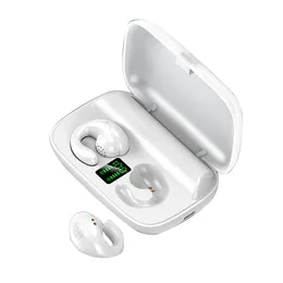 Bone Conduktion Mobiltelefon￶rlurar Bluetooth -h￶rlurar Tr￥dl￶s LED -display inte i Ear Binaural Mini Sports Smartphone Universal Headset 2200mAh laddningsbox