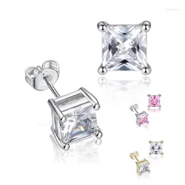 Orecchini a bottone Splendido 6mm piccolo quadrato zircone cubico orecchino oro colore chiaro per le donne fidanzamento di nozze accessori per gioielli regali per feste